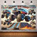 Monster Truck Backdrop 75 Ft Birthday Banner for Truck Theme Party Decorations Monster Car Photograohy Background