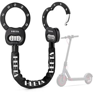 HEETA Electric Scooter Lock Anti Theft, 4 Digit Combination Bike Chain Lock, Heavy Duty Security Bicycle Lock Cable Accessories for E Scooter, E Bike, Motorcycle, Door, Gate & Fence
