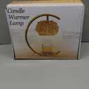 Gold Candle Warmer Lamp for Jar Candles with Adjustable BrightnessTimerHandcrafted CrystalWooden Base, Luxurious Design,Home Decoration Electric Candle lamp(C-Shaped)