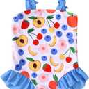 Ritatte Toddler Baby Girls Swimsuit Fruit One Piece Bathing Suit Flower Sleeveless Swimwear Summer Strap Ruffled Beach Wear