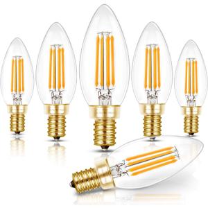 Hizashi E12 LED Bulb Dimmable 40W Equivalent, Candelabra Light Bulbs 90+CRI 4W Soft White 2700K 450LM B10 LED Candle Bulb with Candelabra Base, UL Listed, 6 Pack