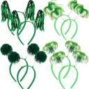 Censen 8 Pcs Halloween Pom Pom Headbands Party Headbands Tinsel Wrapped Ponytails Head Bopper for Birthday Festival (Green)
