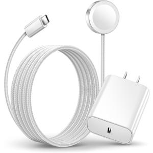 Fast Charging Cable for Apple Watch Charger,USB C 20W Plug Adapter for iPhone/iWatch,Portable USB C Wireless Fast Charger Compatible with Apple Watch Series Ultra/9/8/7/SE/6/5/4/3/2/1-White