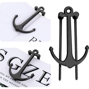 2 Pieces Bookmarks Creative Anchor Bookmark Metal Page Holder for Reading Students Teachers Graduation Gifts Office Supplies (Black)