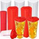 Sliner 100 Pcs Clear Heart Shaped Plastic Cup with Lids and Straws 16 oz Disposable Split Double Thicken Cold Drinking Cup Bulk for Coffee Valentine Summer Party Supplies