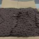 Bigacogo Chunky Knit Throw Blanket for Couch, 40x80 inches, 100% Hand Knitted with Thick Jumbo Chenille Yarn, Cozy Soft Large Rope Knot Cable Crochet Blankets for Sofa Bed Living Room, Chocolate