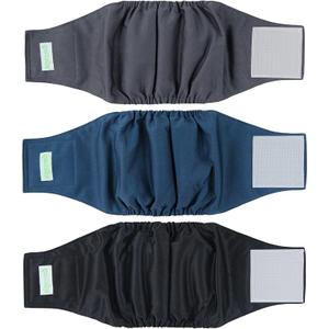 Wegreeco Washable Male Dog Belly Band (Stylish Pattern) - Pack of 3 - Washable Male Dog Belly Wrap, Dog Diapers Male (Black, Charcoal, Navy, Large)