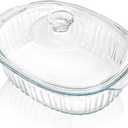 2 Pieces 3Qt Glass Casserole Dish with Lid, Extra Large Oval Glass Baking Pan, Heat-Resistant Covered Lasagna Cookware, Clear Deep Food Container, Mixing Bowl for Cooking, Oven&Microwave Safe