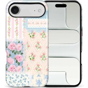 Case for iPhone 17 Air, Hybrid 2-Layer Case, Military-Grade Protection Durable Shockproof Anti-Scratch Phone Case, Floral Lace Patchwork