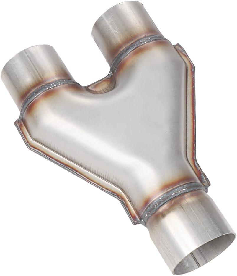 LCGP Stainless Steel Y Pipe 2.5 Inch ID Single to 2.25'' Inch ID Dual Exhaust Adapter Connector 10" Overall Length