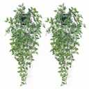 Season 2 Season Artificial Hanging Plants Fake Small Potted Plants Faux Mandala Vines Plastic Greenery Plants for Living Room Shelf Tabletop Decor (2 PCS)