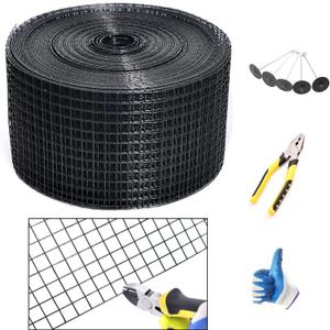 YESON Solar Panel Guard, 6in X 100ft PVC Coated Critter Guard Roll Kit for Solar Panel Wire Screen, Black Pigeon Barrier Netting with 120 Fastener Clips, Cutting Scissor, Gloves