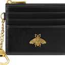 SEAVILIA Card Holder Keychain Wallet for Women with ID Window RFID Coin Purse Bee Gifts Slim Minimalist Small Wallet