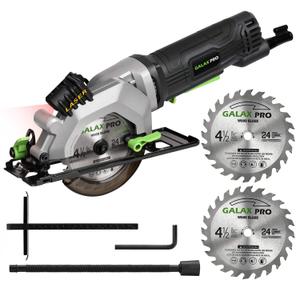 GALAX PRO 4Amp 3500RPM Circular Saw with Laser Guide, Max. Cutting Depth1-11/16"(90), 1-1/8"(45Compact Saw with 4-1/2" 24T TCT Blade, Vacuum Adapter, Blade Wrench, and Rip Guide