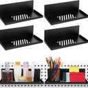 4 Pack Black Magnetic Shelves Organizer, 12x4.8x3.6 Inch Heavy Duty Steel Pegboard Spice Rack Tray for Kitchen Refrigerator Cabinet Whiteboard Office