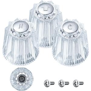 Enhon Shower Faucet Handle Replacement, Compatible with Price Pfister Contessa and Windsor Tub and Shower Faucets, Hot and Cold Knob Replacement, Clear Acrylic, (3 Piece) Enhon Shower Faucet Handle Replacement, Compatible with Price Pfister Contessa and Windsor Tub and Shower Faucets, Hot and Cold Knob Replacement, Clear Acrylic, (3 Piece)