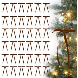 2 x 36 Pcs Velvet Bows for Christmas Tree - 5 x 7 in Velvet Ornaments for Christmas Tree Bows, Wreath, Garland, Stocking, Gift - Vintage Christmas Decor Decoration (Brown)