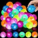 Charniol 60 Pack Light up Spike Rubber Ball LED Spiky Ball Strobe Flashing Sensory Toy Bouncy Flash Stress Toy for Adults, Teens, 2.17 Inch