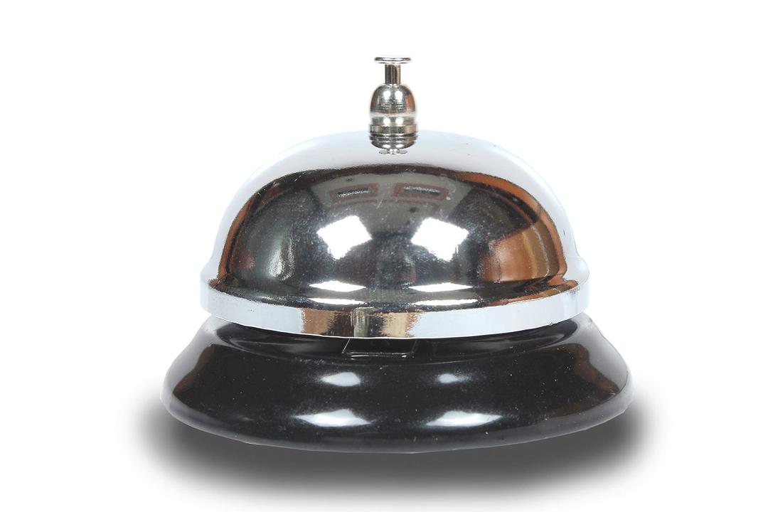 Chrome Steel Desk Kitchen Hotel Counter Reception Restaurant Bar Ringer Call Bell Service Bell 8.5 * 5.5cm Silver