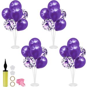 Purple Balloon Stand Centerpiece Table Decorations for Birthday Bridal Shower Wedding Engagement Mother's Day Graduation Halloween Party Decorations(Purple set4)