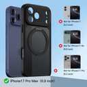Magnetic for iPhone 17 Pro Max Case 2 x Screen Protector Compatible with MagSafe Translucent Matte Military Grade 17 FT Drop Shockproof Full Camera Protection 360 Spin Stand Phone Cover Black