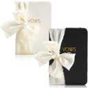 2 Pcs Black White Vow Books with Ribbon 5.6 x 4 Inch Pocket Sized Embossed Wedding Vow Books Ceremony Speech Promise Journal for Wedding Bridal Shower Gifts