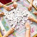 NATSUNO Pink Boho Floral Checkered Mahjong Mat (31.5x31.5), Abstract Watercolor Cottagecore Pastel Non-Slip Noise Reduction Mahjong Table Mat for American Mah Jong Poker Board Card Games Dominoes