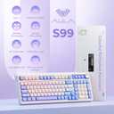AULA 99 Key Keyboard, Tri-Mode Bluetooth/2.4GHz/USB-C Cute Creamy Gaming Keyboard with Number Pad RGB Backlit, Media Knob Custom Mechanical Feel Computer Keyboards for MAC Xbox PC Gamer - Purple