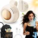 Mini Bladeless Fan Clip On, Portable Silent Mini Bladeless Fan Clip On, Adjustable 3-Speed Suspended Whirlwind Fans, USB-C Fast Charge, Clip Waist Neck Fan for Outdoor, Travel & Office Gift (White)