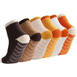 Breslatte Non Slip Hospital Socks with Grips for Women Grip Slipper Socks for Women Gifts (One Size, 6p5 Brownloop)