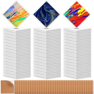 Tioncy 72 Pieces Sublimation Coasters for Car Blanks White Glazed Ceramic Coasters with Cork Backing Pads Heat Transfer for Drinks DIY Crafts Car Painting Home (Square)