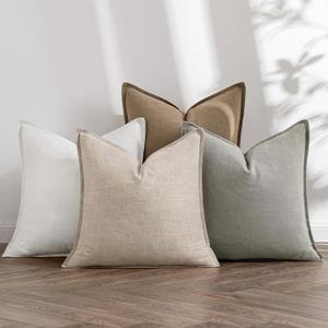 MIULEE Neutral Linen Pillow Covers Pack of 4 Decorative Natural Solid Throw Pillow Covers Soft Accent Boho Farmhouse Couch Pillowcases Modern Home Decors for Living Room Bed Sofa 18x18 Inch (18" x 18" (Pack of 4))