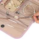 BELALIFE Travel Jewelry Case Organizer, Foldable Storage Roll for Earrings, Necklaces, Rings, Bracelets, Brooches, Peach Pink