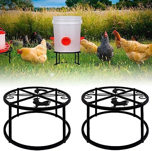 1 PCS Metal Stand for Chicken Feeder Waterer Heavy Duty Chicken Water Feeder Stand Holder  Rustproof Iron Chicken Waterer Buckets Stand Round Support Rack for Coop Poultry Indoor Outdoor