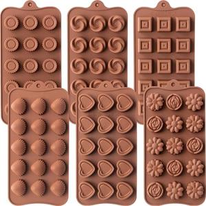 WARM TIME 6 Pcs Silicone Chocolate Mold Set - Food-Grade Non-Stick Candy Molds Cookery Moulds for Chocolate, Candy, Jelly, Butter, and More - Classic Shapes