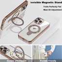 Compatible with iPhone 15 Pro Max Case with Magnetic Ring Stand [Compatible with Mag-Safe] [Full Camera Lens Protector] Soft Plating Clear Phone Case for iPhone 15 Pro Max 6.7", Desert Gold