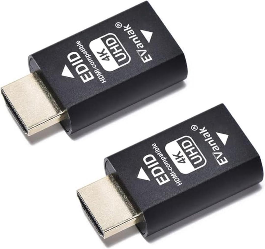 EVanlak 3rd Generrtion Hdmi Edid Emulator Passthrough Eliminated Emulator Adapter Work with Mac Thunderbolt to HDMI Switches/Extender/AV Receiver/Video Splitters 4k- 3840x2160@60Hz-2pack