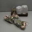 3 Pcs Mason Jar Centerpiece Table Decorations for Dining Table Decor Farmhouse Coffee Table Decor with Wood Tray and Led Light Table Centerpieces for Dining Room Kitchen Living Bathroom,Pink