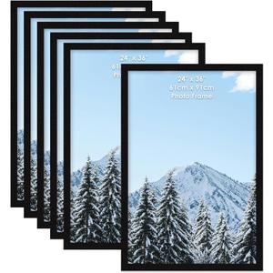 QUTREY 24x36 Poster Frame Set of 6, Black Large Picture Frames for 24 x 36 inch Photos for Wall, 24 by 36 Gallery Picture Frames, 24X36-Metal