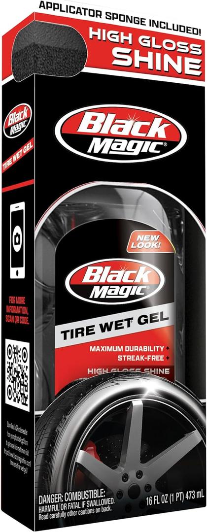 Black Magic 5072647 Tire Wet Gel, 16 oz - Thick Clinging Formula Sticks to Tires to Produce Minimal Sling and a Glossy Shine