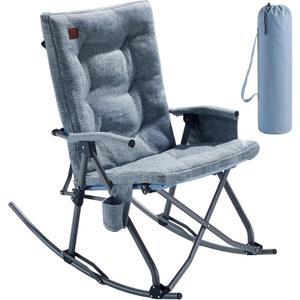 EVER ADVANCED Oversized Rocking Camping Chair, Padded Folding Rocker for Adults with Hard Armrests, 400lbs Heavy Duty Portable Chair for Patio, Lawn and Outdoors, Sky Blue, 38.58 x 25 x 40.55 inches