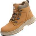 Steel Toe Boots for Women Men Slip & Puncture-Resistant Safety Boots Industrial Construction Steel Toe Shoes for Warehouse, Outdoor Work Black (8.5 Women/7 Men, Yellow)
