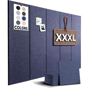 WALLHERO Office Cork Board, 59"x36" | 15 Pack | Felt Tiles for Wall, Tac Board, Large Felt Board, Wall Protector for Dart Board, (Blue Slats)