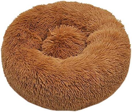 Winter Warm Round Cat Bed House Cave Soft Plush Pet Cat Sleeping Bag Pet Sleeping Bed Cave for Small and Medium Cats (M (for Under 5kg cat), Coffee)