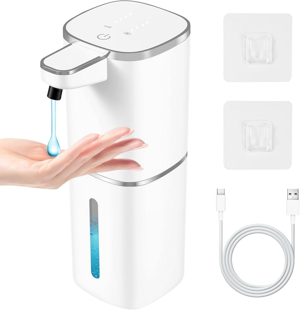 Automatic Liquid Soap Dispenser,Touchless Soap Dispenser,13.5oz/400ml Rechargeable Wall Mounted Smart Dispenser for Bathroom Kitchen,Easy for Toddlers(White)