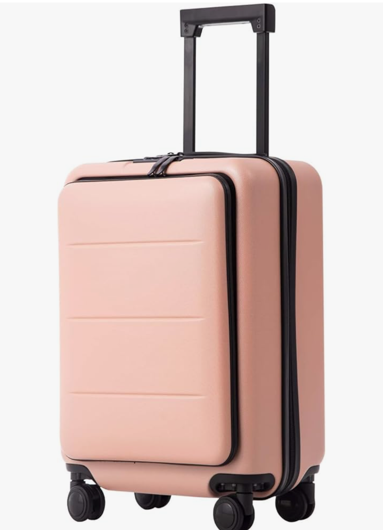 Coolife Luggage Suitcase Piece Carry On ABS+PC Spinner Trolley with pocket Compartmnet(Sakura pink, 20in(carry on))