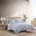 Tommy Bahama - King Quilt Set, Reversible Cotton Bedding with Matching Shams, Coastal Super Soft Bedding Set (Palmday Blue, King)