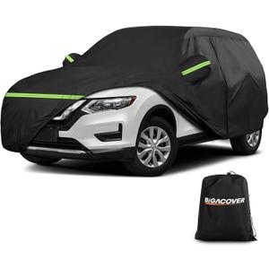 SUV for Nissan Rogue Full Car Cover Waterproof All Weather, Outdoor Car Covers with Zipper and Soft Cotton Lining Windproof Heavy Duty Protection Compatible with 2008-2025 Nissan Rogue SUV (Black)