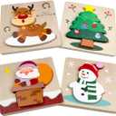 Anditoy 4 Pack Christmas Wooden Puzzles for Kids Toddlers Christmas Toys Christmas Stocking Stuffers Party Favors Gifts