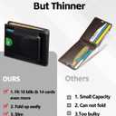 2 x Men's Slim RFID Wallet: Leather Ultra Thin Billfold for 14 Cards with Hidden AirTag Holder, Cash Pocket & Gift Box, Black